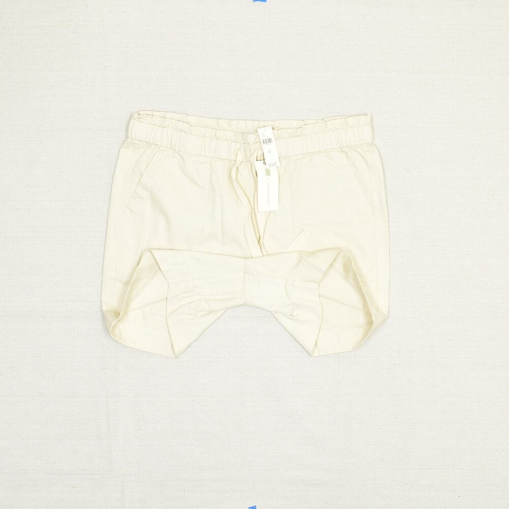 NEW Frye x Anthropologie Women Bermuda Drawstring Solid Cotton Beige Size 31 - Picture 2 of 8